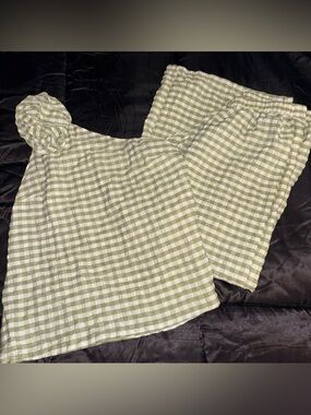 SHEIN Green and White Gingham Skirt Set